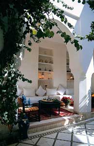 Coin salon sous les Arches marrakech maisons h&ocirc;te - Riad Dar Sara 